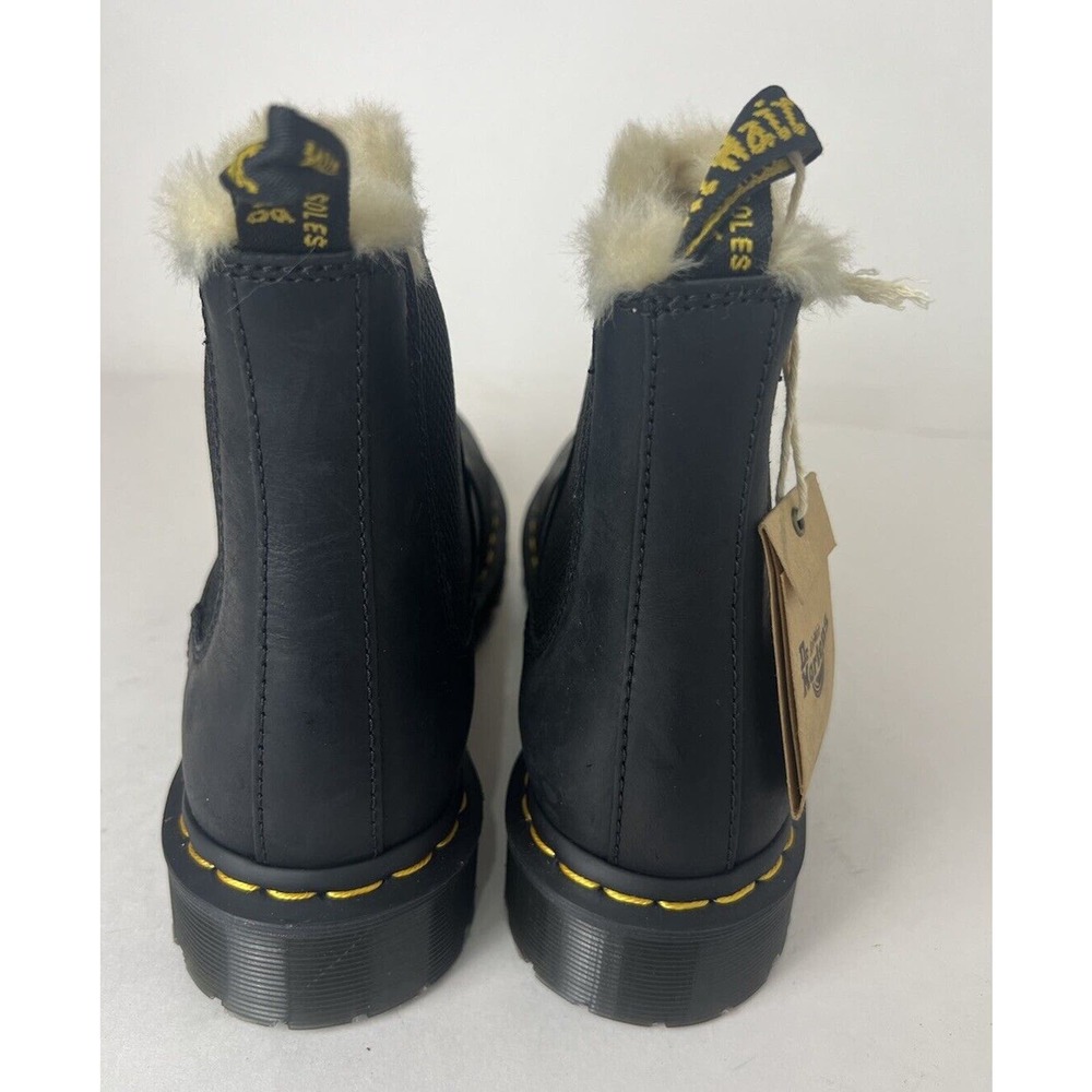 Dr. Martens Black Leather Chelsea Fur-Lined Combat Boot - Picture 10 of 12